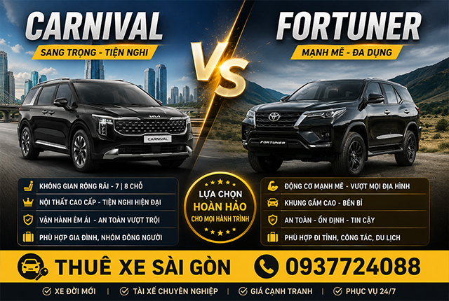 So sánh xe 7 chỗ Kia Carnival và Toyota Fortuner