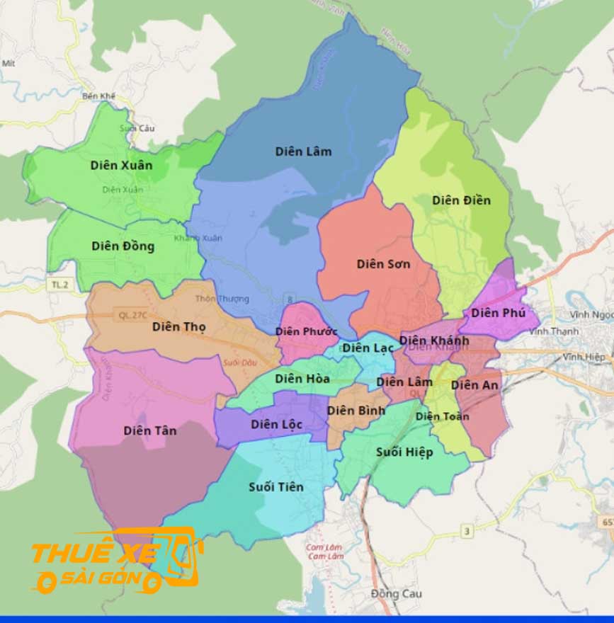 Bản đồ huyện miền núi Diên Khánh - Khánh Hòa